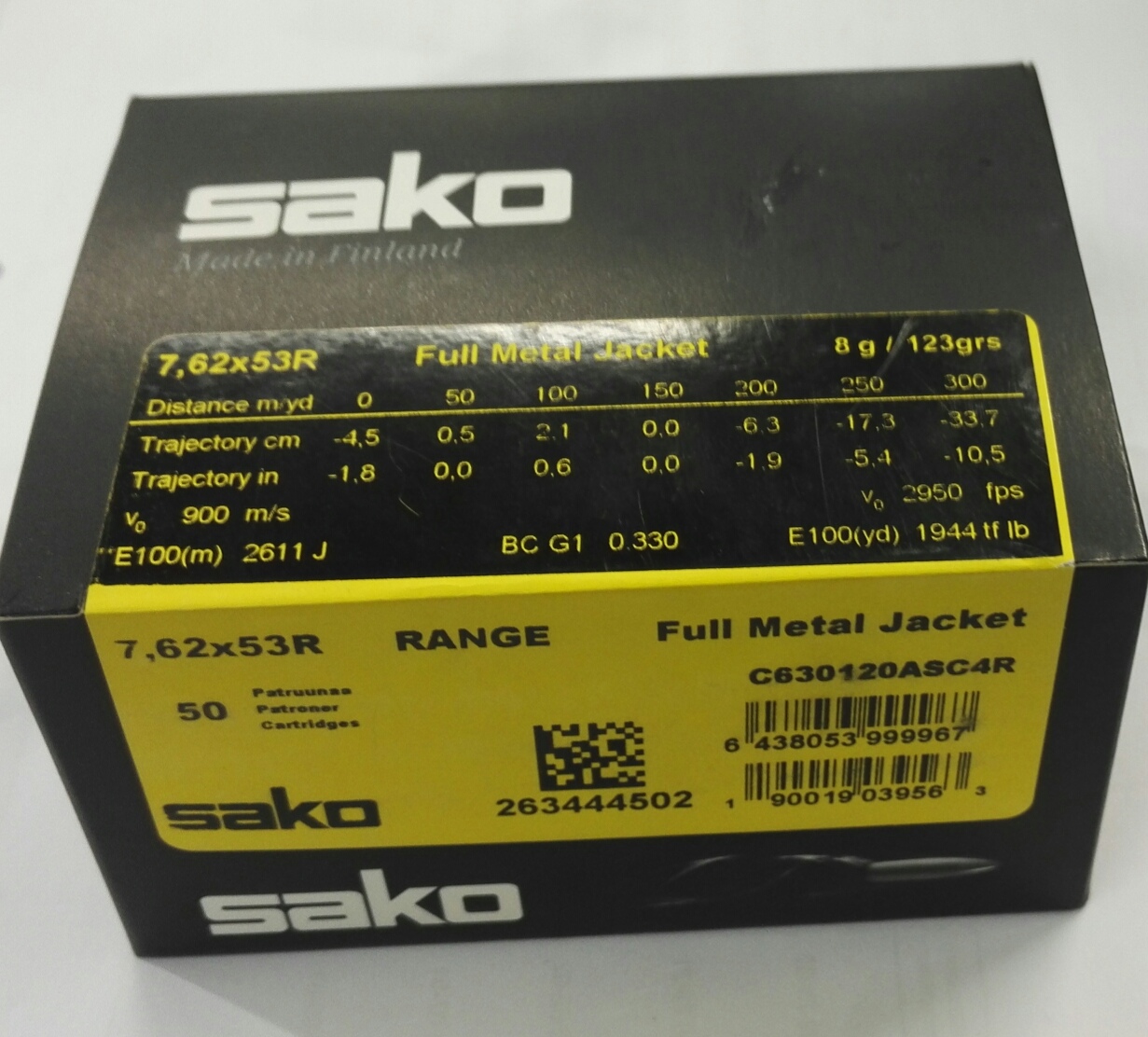 Sako 7,62x53R Range Speedhead FMJ 8g (120A), 50 kpl / ras