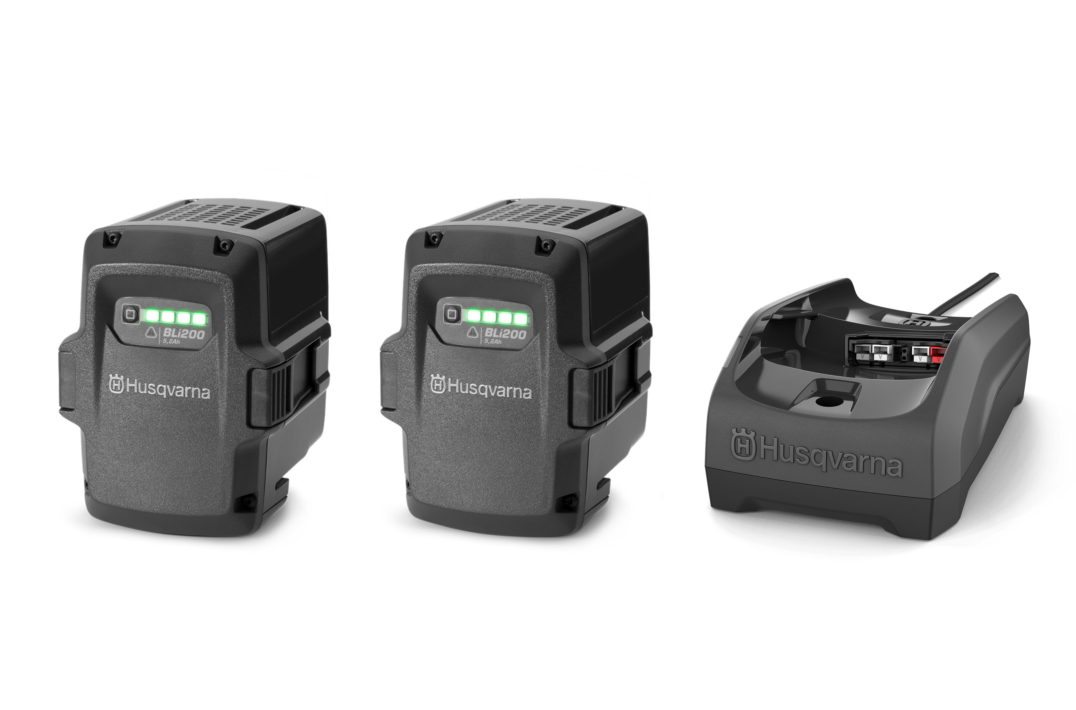 Husqvarna Akkulaatikko BC1-UN + 2kpl Bli200 akkua ja 40-C80 laturin