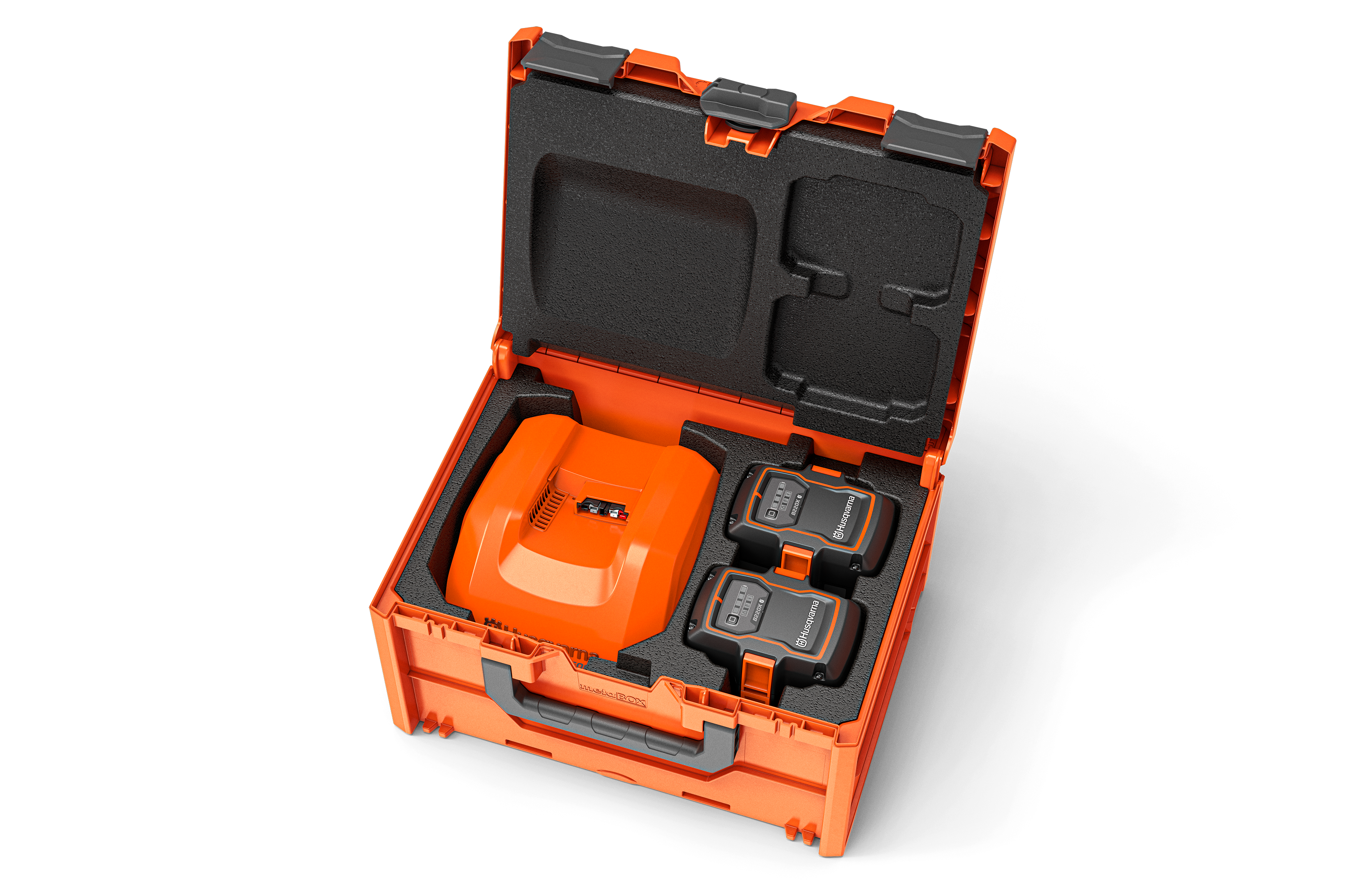 Husqvarna Akkulaatikko BC1-UN + 2kpl 40-B330X akkua ja C750X laturin