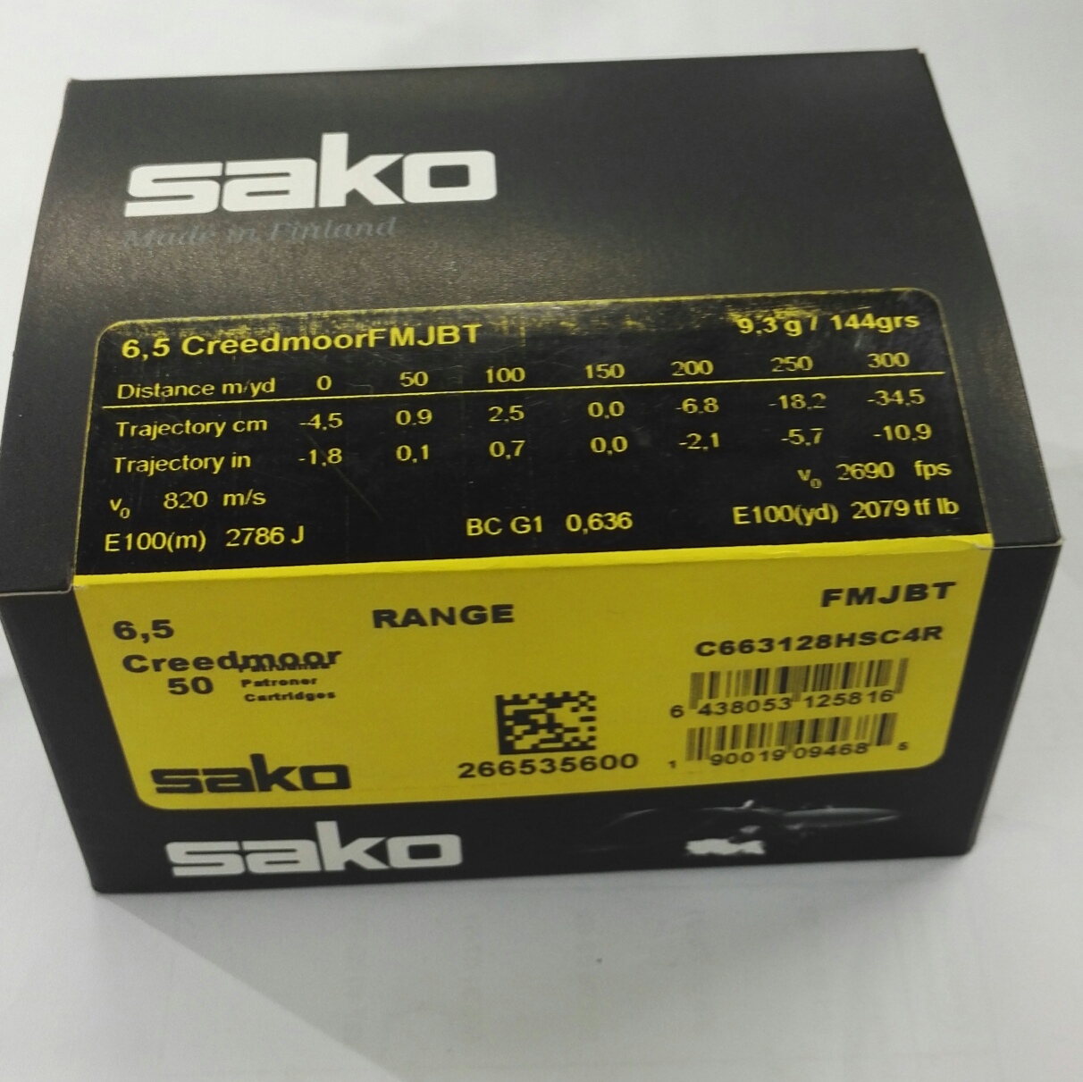 Sako 6,5 Creedmoor Range FMJBT 9,3g (128H), 50 kpl / ras (Isolla nallilla)